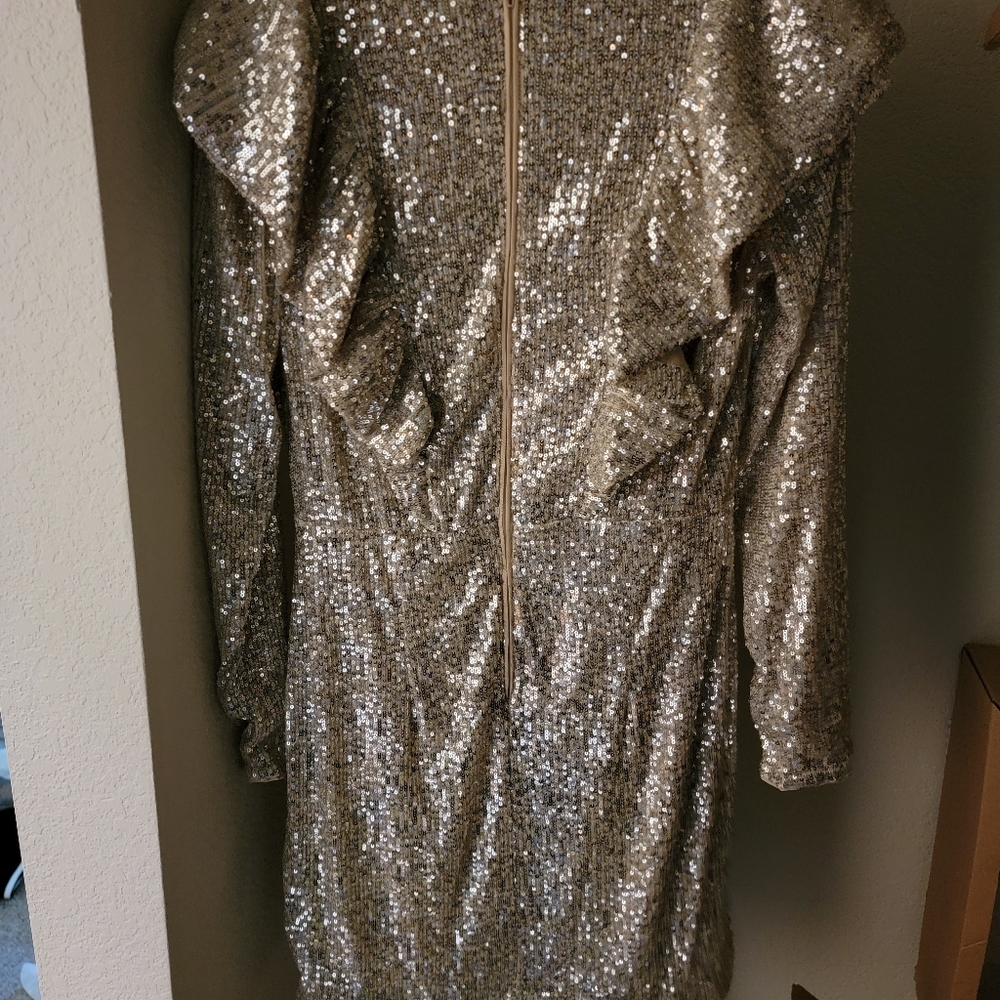 H&M - Flounce-trimmed Sequined Dress